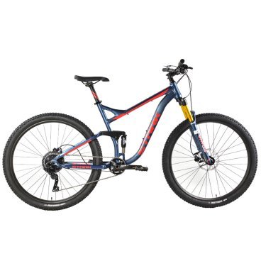 Велосипед двухподвесный Stark Tactic FS LT 29.5 HD, 29", темно-синий матовый/красный, 2024, HQ-0014193