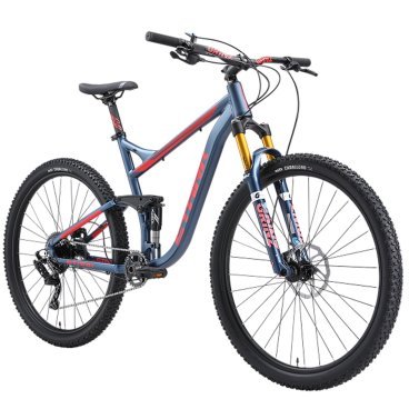 Велосипед двухподвесный Stark Tactic FS LT 29.5 HD, 29", темно-синий матовый/красный, 2024, HQ-0014193