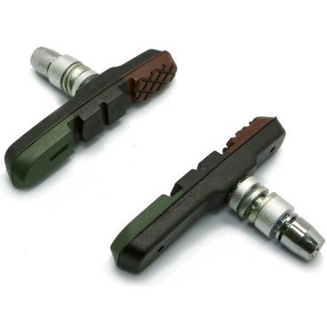 Колодки тормозные ZEIT Z-629 для V-brake, резьбовые, 72 мм, чёрные/коричневые/зеленые, Z-629